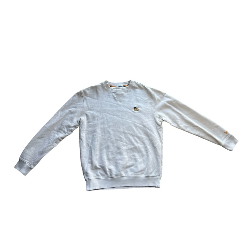 White Timberland Crewneck Sweatshirt with Embroidered Boot Logo